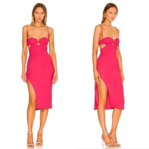 NWT H:OURS 90s Sleeveless Cutout Bra Top Square Neck Side Slit Sheath Dress XS